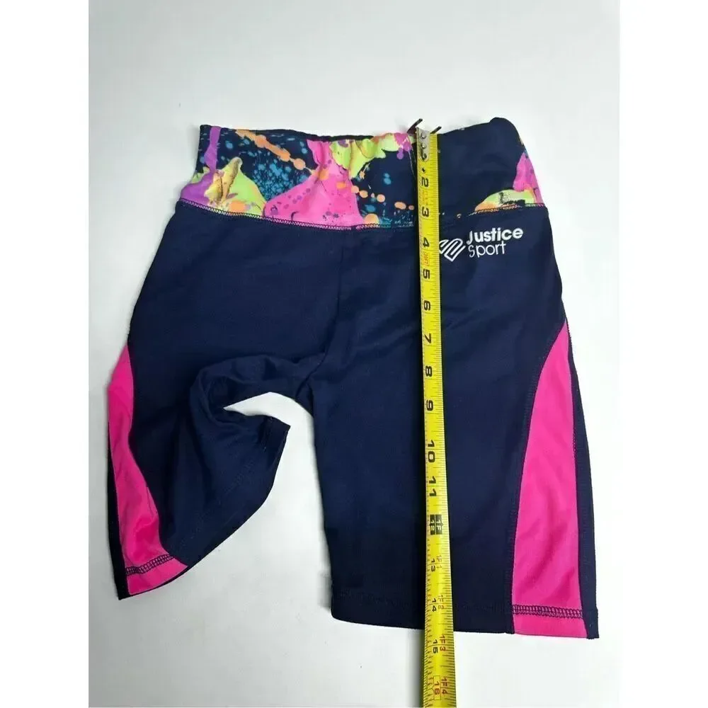 Justice Girls Shorts Logo Printed Navy Blue Pink Size M (10)